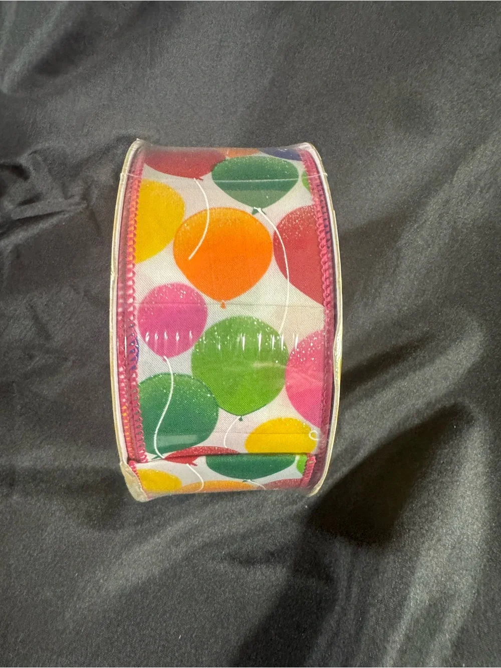 Multicolor Balloon Print Ribbon 2.5 inch wired ribbon